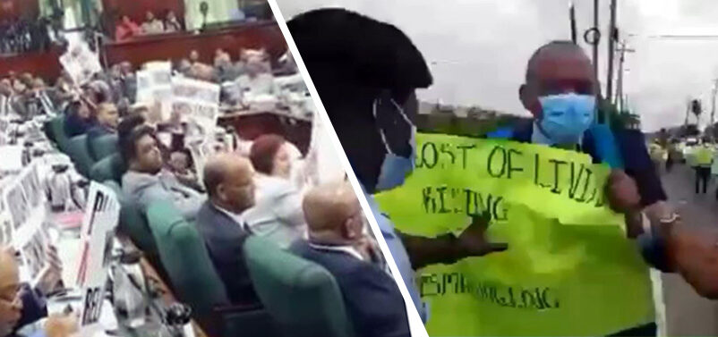 Apnu protest guyana press