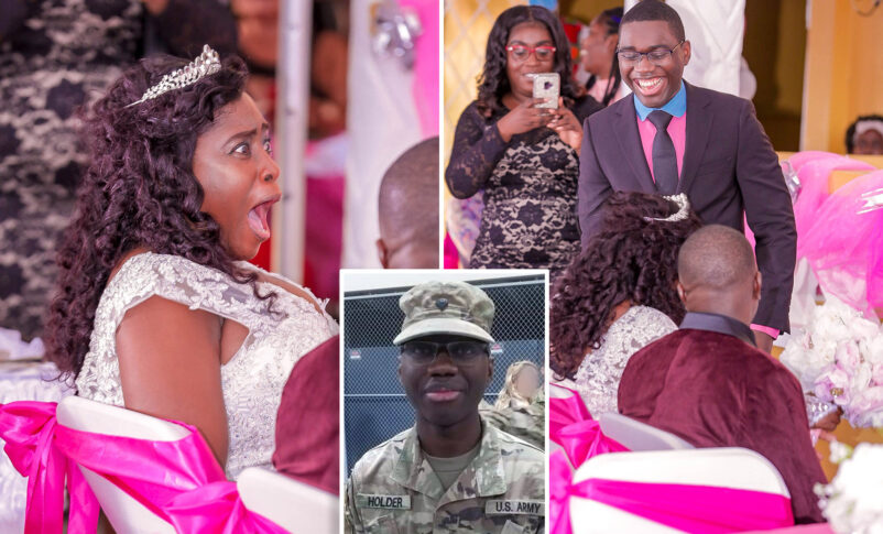 Guyanese military son surprises mom wedding day