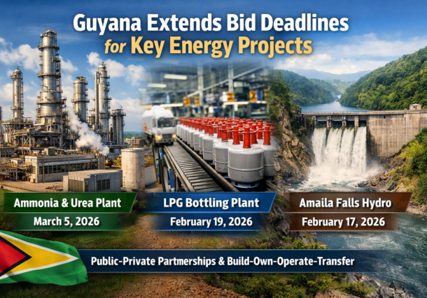 Guyana Wales fertilizer plant and LPG bottling project; Amaila Falls hydro timeline shifts